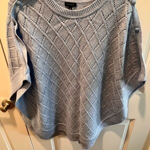 Talbots Light Gray Diamond Knit Poncho